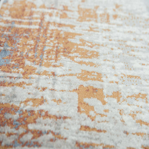 9' X 12' Ivory Blue Orange Red And Gray Abstract Area Rug