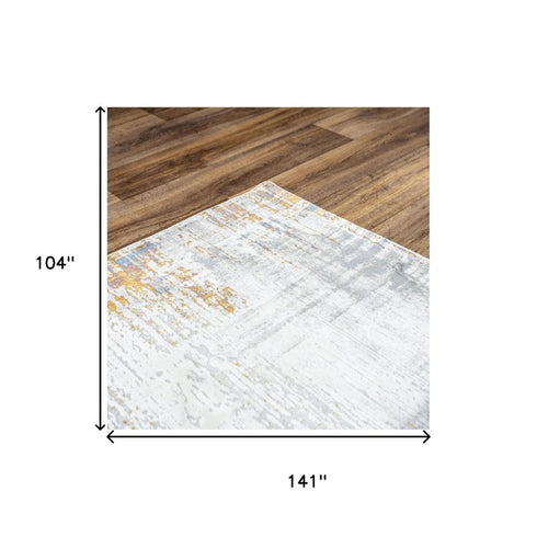 9' X 12' Ivory Blue Orange Red And Gray Abstract Area Rug