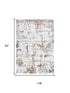 8' X 10' Ivory Blue Orange Red And Gray Abstract Area Rug