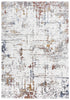9' X 12' Ivory Blue Orange Red And Gray Abstract Area Rug