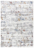 8' X 10' Ivory Blue Orange Red And Gray Abstract Area Rug