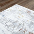 8' X 10' Ivory Blue Orange Red And Gray Abstract Area Rug