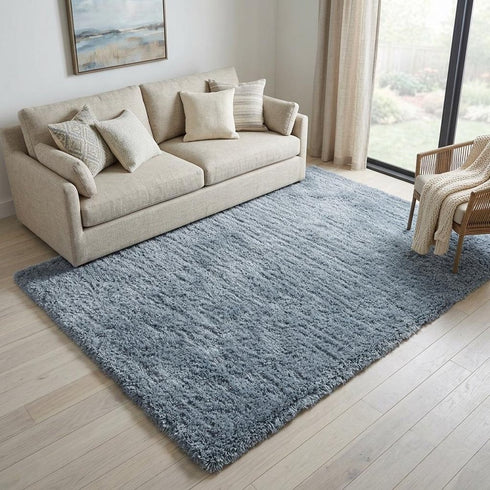 5' X 8' Blue And Dark Blue Hand Tufted Area Rug