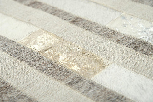 8' X 10' Beige And Natural Patchwork Hand Woven Area Rug