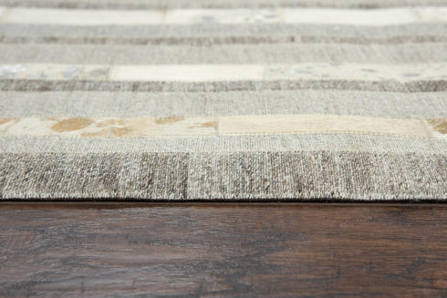 8' X 10' Beige And Natural Patchwork Hand Woven Area Rug