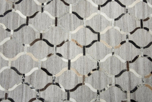 5' X 8' Gray Ivory Brown And Charcoal Geometric Hand Woven Area Rug