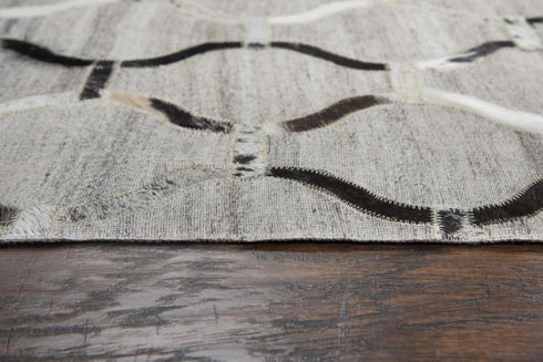5' X 8' Gray Ivory Brown And Charcoal Geometric Hand Woven Area Rug