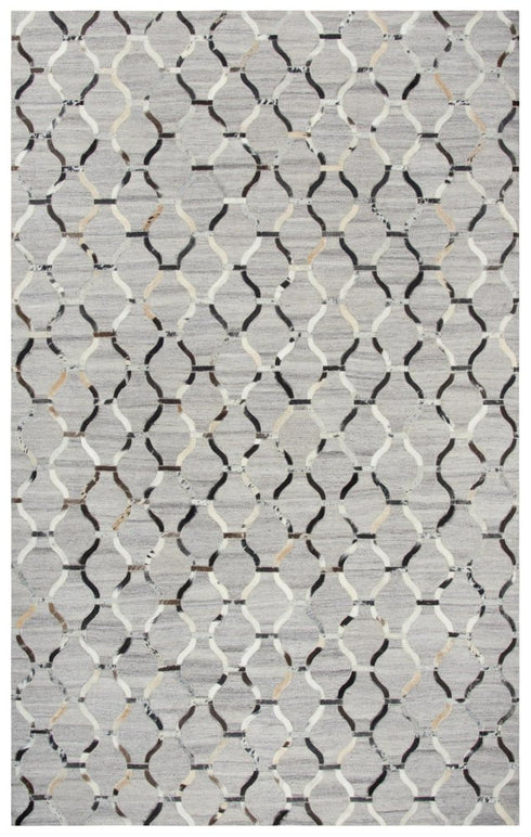 8' X 10' Gray Ivory Brown And Charcoal Geometric Hand Woven Area Rug