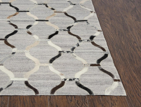 8' X 10' Gray Ivory Brown And Charcoal Geometric Hand Woven Area Rug