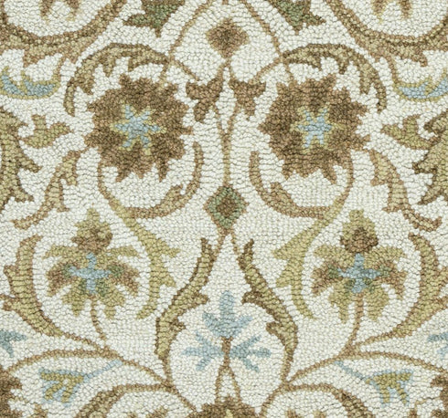8' X 10' Blue And Ivory Wool Oriental Hand Tufted Area Rug