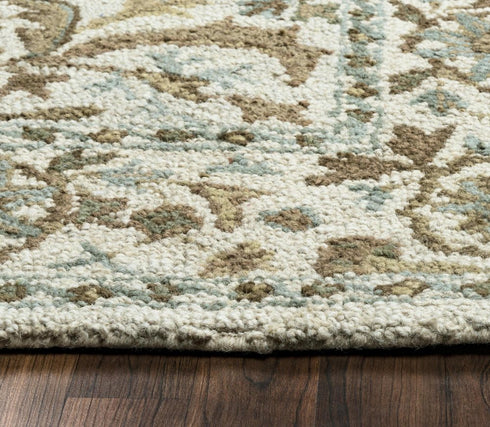 8' X 10' Blue And Ivory Wool Oriental Hand Tufted Area Rug