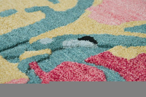 5' X 8' Teal And Blue Wool Abstract Hand Tufted Area Rug