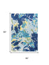5' X 8' Yellow Green Blue And Light Blue Wool Abstract Hand Tufted Area Rug
