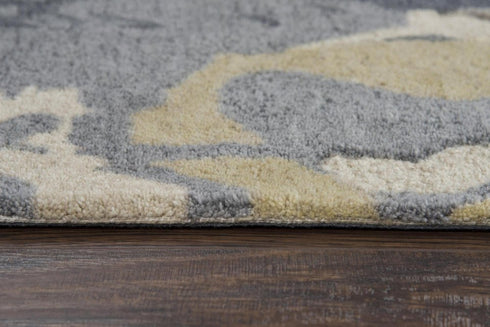 5' X 8' Gray And Beige Wool Floral Hand Tufted Area Rug
