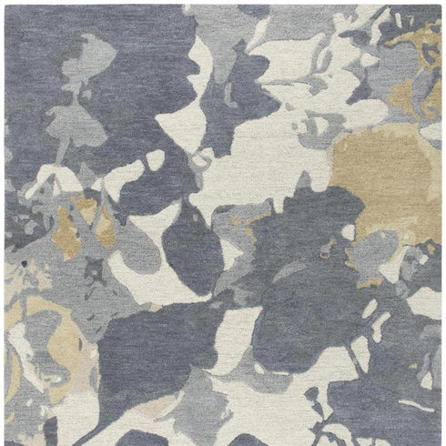 5' X 8' Gray And Beige Wool Floral Hand Tufted Area Rug