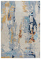 5' X 8' Yellow Gold Gray Light Blue And Blue Wool Abstract Hand Tufted Area Rug