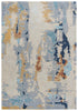 5' X 8' Yellow Gold Gray Light Blue And Blue Wool Abstract Hand Tufted Area Rug