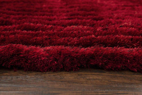 8' X 10' Red And Natural Shag Hand Tufted Area Rug