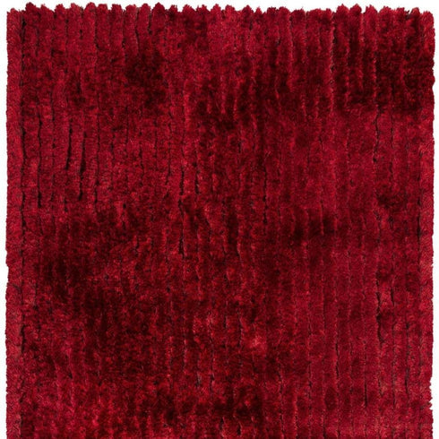 8' X 10' Red And Natural Shag Hand Tufted Area Rug