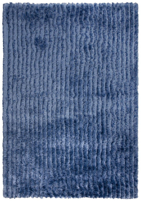 8' X 10' Blue And Dark Blue Shag Hand Tufted Area Rug