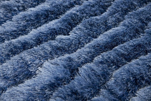 8' X 10' Blue And Dark Blue Shag Hand Tufted Area Rug