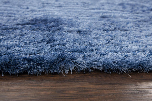 8' X 10' Blue And Dark Blue Shag Hand Tufted Area Rug
