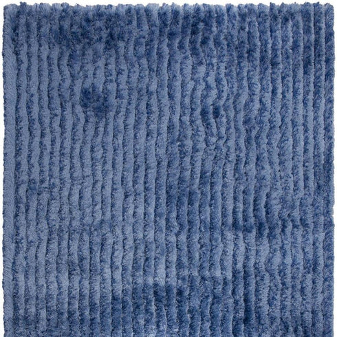 8' X 10' Blue And Dark Blue Shag Hand Tufted Area Rug