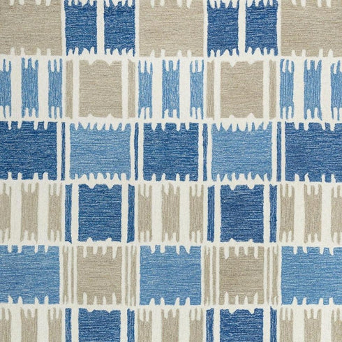 8' X 10' Blue Ivory And Beige Wool Geometric Hand Tufted Area Rug