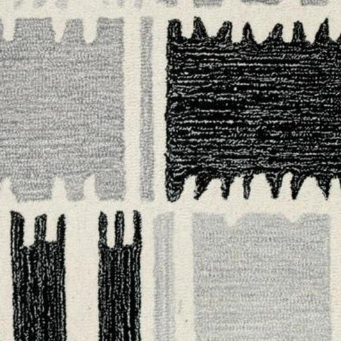 8' X 10' Gray Ivory And Charcoal Wool Geometric Hand Tufted Area Rug
