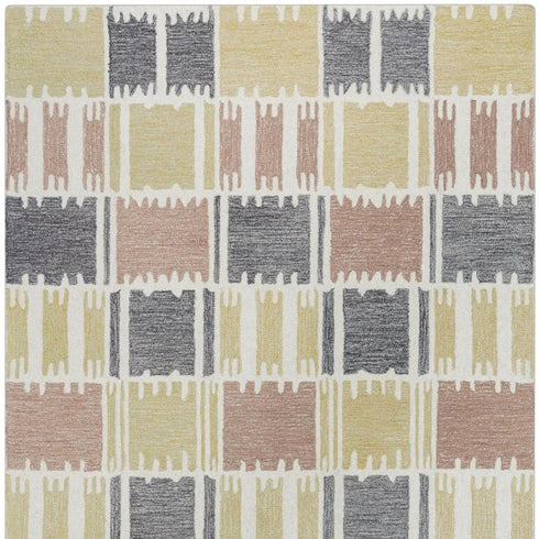 8' X 10' Beige Ivory And Charcoal Wool Geometric Hand Tufted Area Rug