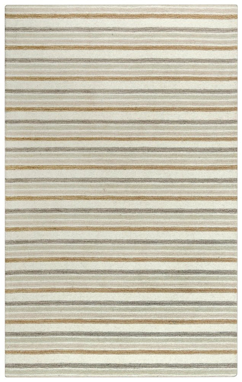 8' X 10' Ivory Beige And Brown Wool Striped Hand Tufted Area Rug
