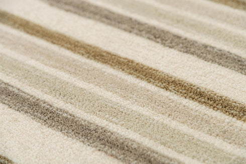 8' X 10' Ivory Beige And Brown Wool Striped Hand Tufted Area Rug