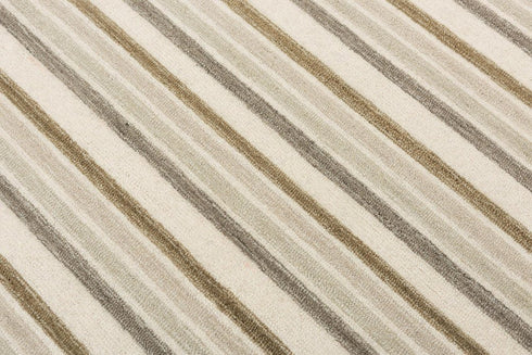 8' X 10' Ivory Beige And Brown Wool Striped Hand Tufted Area Rug