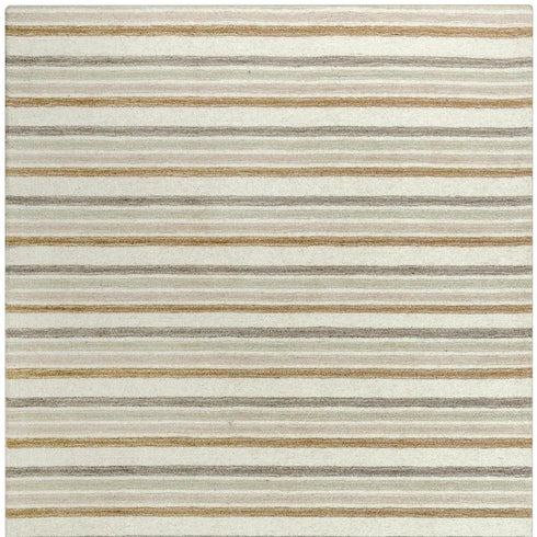 8' X 10' Ivory Beige And Brown Wool Striped Hand Tufted Area Rug