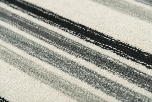 8' X 10' Gray Ivory And Charcoal Wool Striped Hand Tufted Area Rug