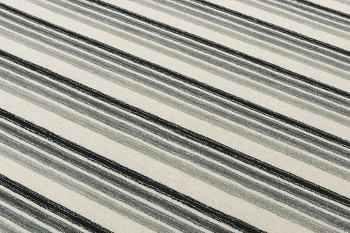 8' X 10' Gray Ivory And Charcoal Wool Striped Hand Tufted Area Rug