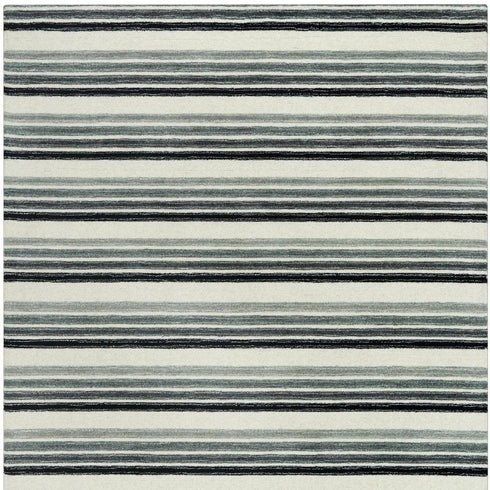 8' X 10' Gray Ivory And Charcoal Wool Striped Hand Tufted Area Rug