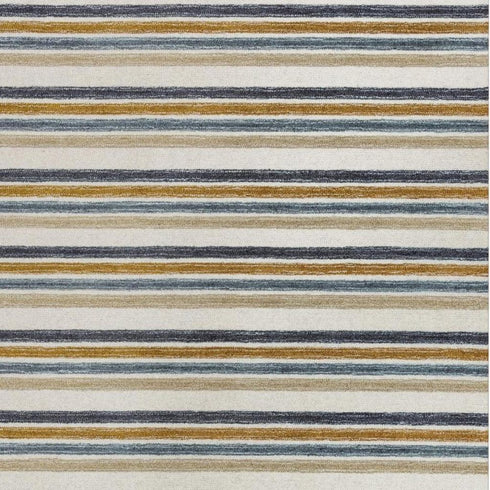 8' X 10' Ivory Beige And Charcoal Wool Striped Hand Tufted Area Rug