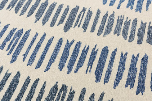 8' X 10' Ivory Blue And Charcoal Wool Striped Hand Tufted Area Rug