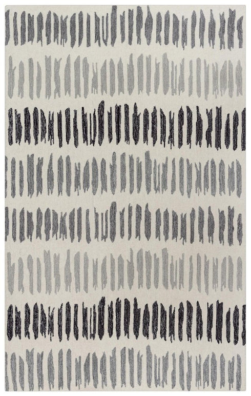 8' X 10' Gray Ivory And Charcoal Wool Striped Hand Tufted Area Rug