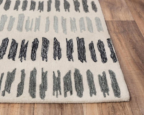 8' X 10' Gray Ivory And Charcoal Wool Striped Hand Tufted Area Rug