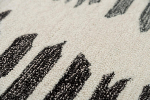 8' X 10' Gray Ivory And Charcoal Wool Striped Hand Tufted Area Rug