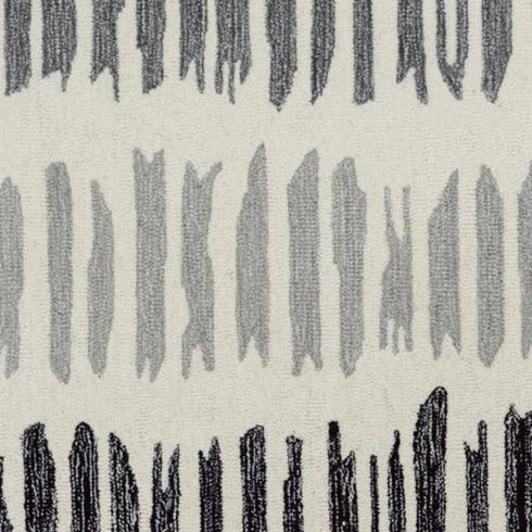 8' X 10' Gray Ivory And Charcoal Wool Striped Hand Tufted Area Rug