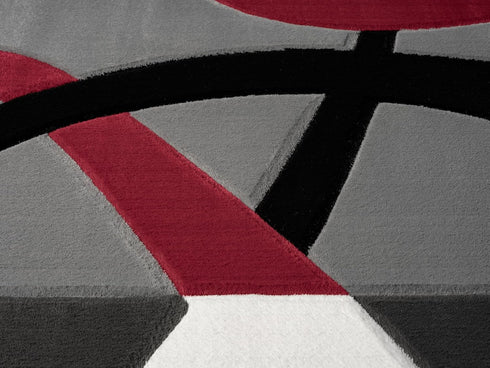 Abstract 3D Wave Lined Carved Modern Area Rug - Multicolor