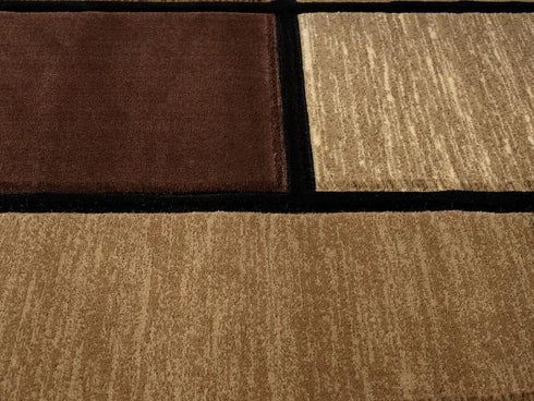 Black, Grey, and Multicolor 3D Carved Modern Area Rug