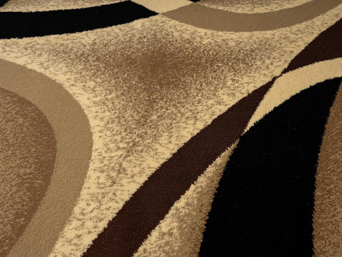 Grey, Black, White Modern Abstract Area Rug