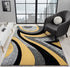 Black and Grey with Red or Yellow Abstract 3D Area Rug