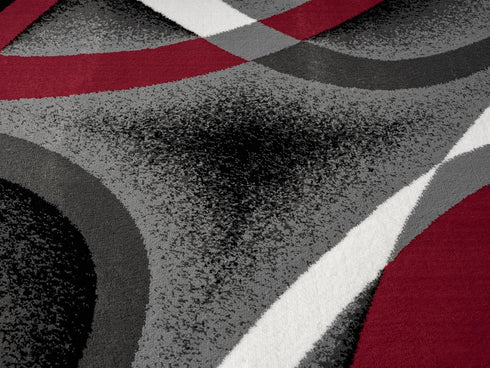 Grey, Black, White Modern Abstract Area Rug