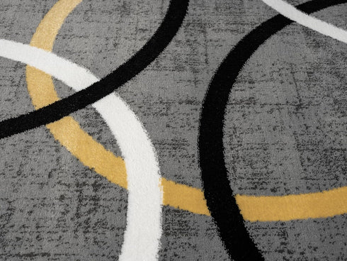 Grey Black and White Multicolor Circles Modern Area Rug