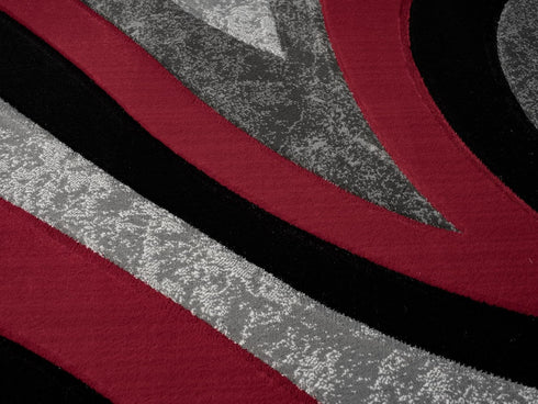 Black and Grey with Red or Yellow Abstract 3D Area Rug